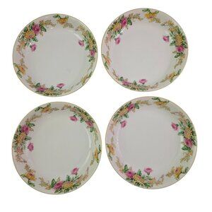 Mikado Sandra Floral Gold Trim Coupe Soup Salad Bowls – Set of 4